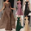 Elegant 2025 European & American Ladies' Long Lace Evening Gown
