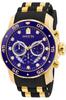 Watch Pro Diver Quartz 48mm Case Gold Black Stainless Steel Polyurethane Strap Blue Dial 6983 [Invicta] Men's [Item]