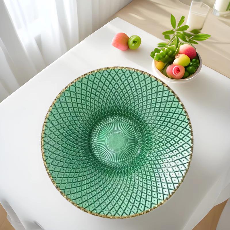 European High-Footed Glass Fruit Bowl - Large Capacity Candy & Dried Fruit Plate for Living Room