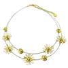 [P8429] - Designer Necklace 'Acapulco' Beige Gold - Flowers 2 Cm