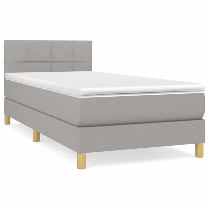 3140569 vidaXL Divan Bed with Mattress Light Grey 80x200 Cm Fabric
