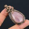 Rose Quartz Gemstone Pure Copper Wire Wrapped Handmade Pendant Jewelry Gift For Her