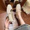 Fairy Wind Mary Jane Thick Heel Single Shoes Women's Summer New Breathable Mesh Comfortable Medium Heel Soft Sole One Pedal Single Shoes