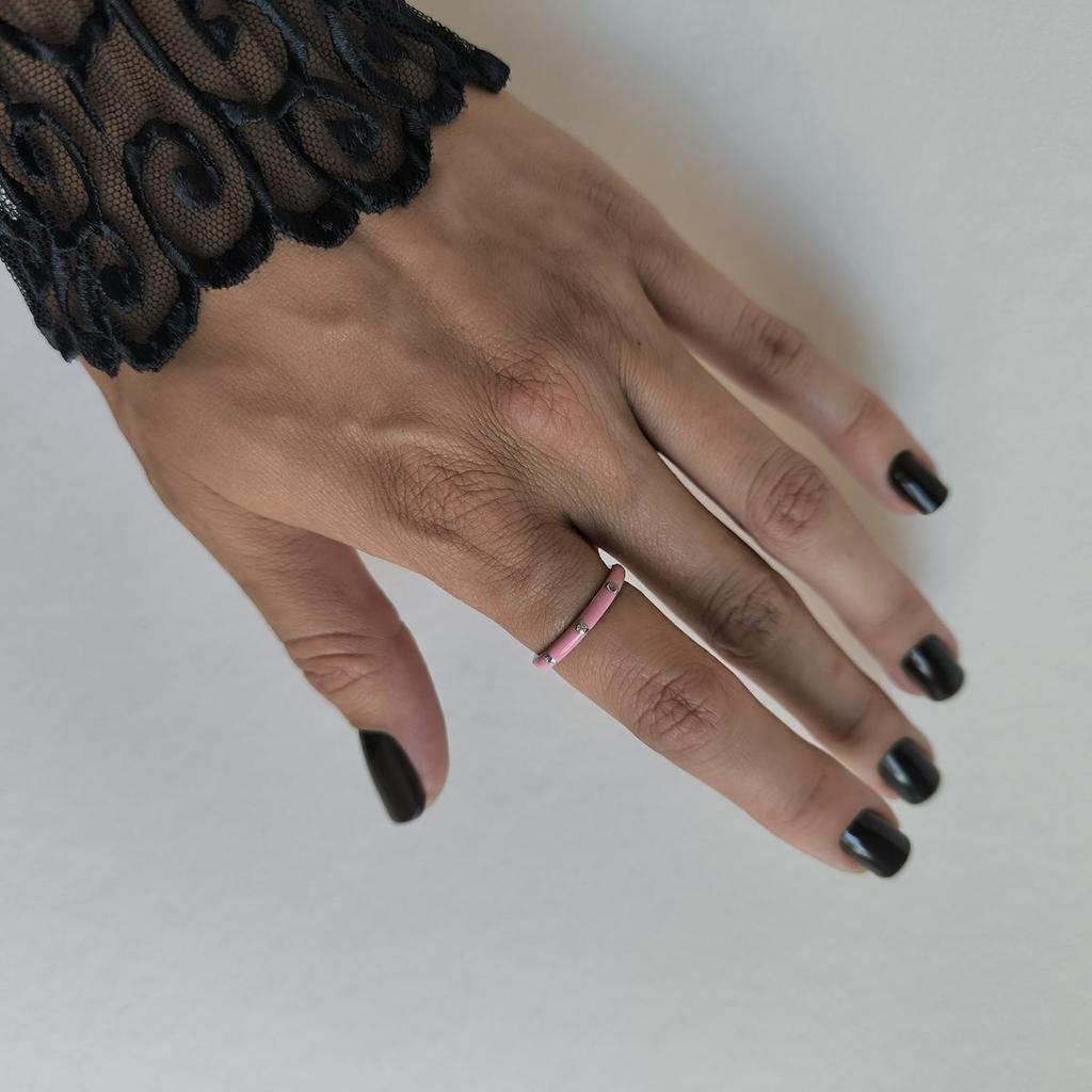 Silver Ring with Enamel, Cubic Zirconias, Product Weight 1.9 G (60002257)