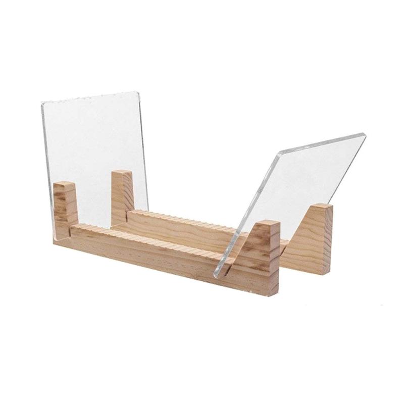 Vinyl Record Storage Holder Large Capacity Display Stand with Clear Acrylic Ends Modern Solid Wooen for LP Album Deskop