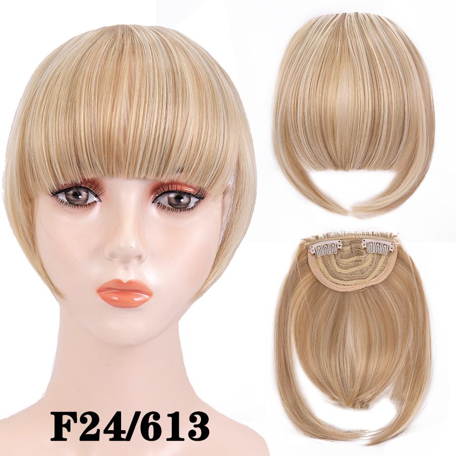 Fringe Bangs Synthetic Hair Extensions Clip In Bangs 6 Inch Short Straight Hairpiece Front Neat Bang Two Side Blonde