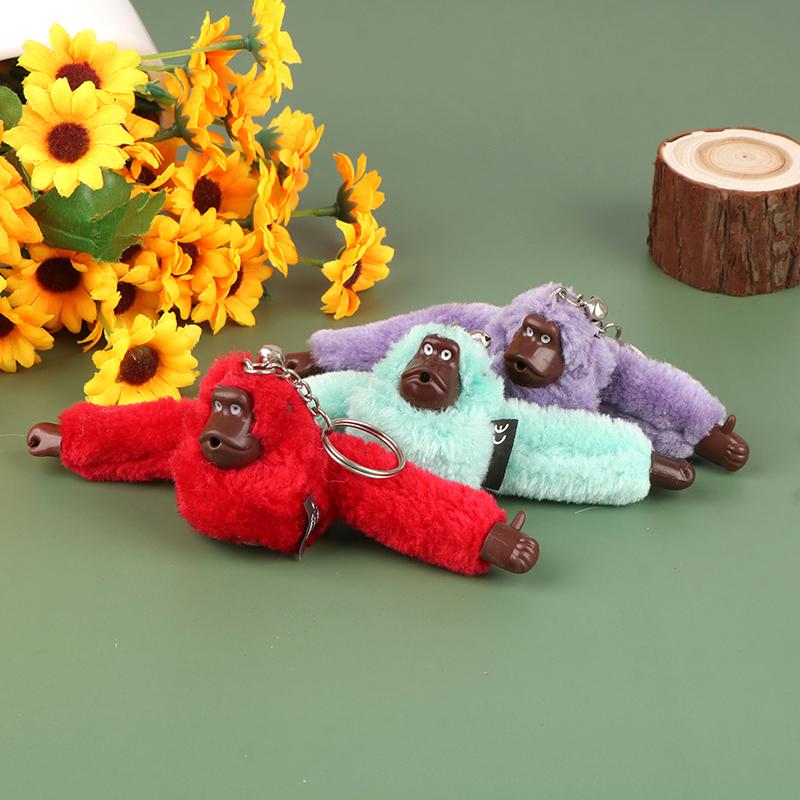 Cute Girl Plush Fur Monkey Key Chain Orangutan Keychain On Pant Women Bag Car Trinket Female Toy