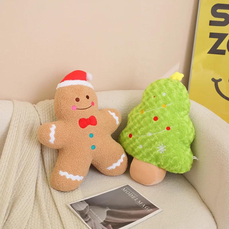 Kawaii Christmas Tree Plush Dolls Stuffed Soft Animals Cartoon Snowman Gingerbread Man Toys For Kids Baby Xmas Gift Party Decor