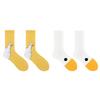 1 Pair Cartoon Goose Socks Moisture Wicking Breathable Cotton Mid-calf Stretch Men Women Animal Print Socks Sports Casual Crew Socks