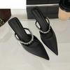 Pointed Toe Sexy Crystal Women Slippers High Heels Shoes Summer Luxury Brand Sandals  Party Elegant Flip Flops Mules Pumps