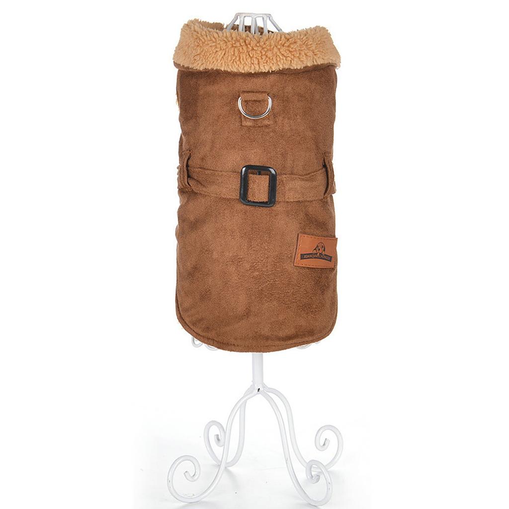 Padded Thickening Imitation Deer Leather Jacket Dog Costumes Pet Clothes