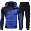 Men Autumn Winter Hoodie Pants Suit Fashion Hooded Splicing Zipper Coat with Elastic Waist Drawstring Pants Set