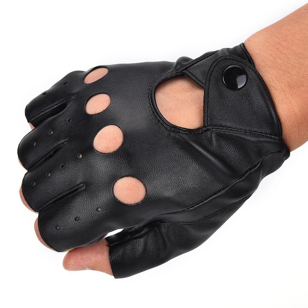 Fashion Hot Black Fingerless Gloves PU Leather Gloves Half Finger Driving