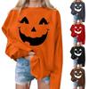 Women's Casual Fashion Halloween Print Long Sleeve O-Neck Sweatshirts Pullover Top