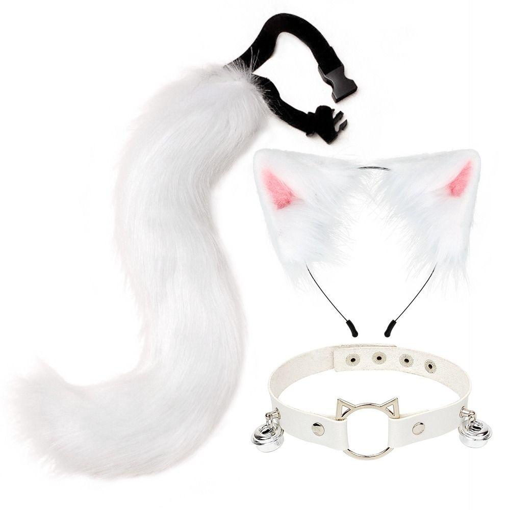 Simulation Fake Fox Wolf Tail Masquerade Party Ears Hair Hoop Novelty Tail Set Halloween Day