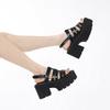 8cm Black Chunky Heel Sandals Platform Ankle Strap High Heel Sandals Walking Shoes Block Heel Gladiator Sandals Pumps High Heels