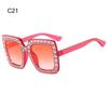 Crystal Oversized Sunglasses for Women Rhinestone Square Diamond Sun Glasses Retro Big Frame Sparkling Glasses