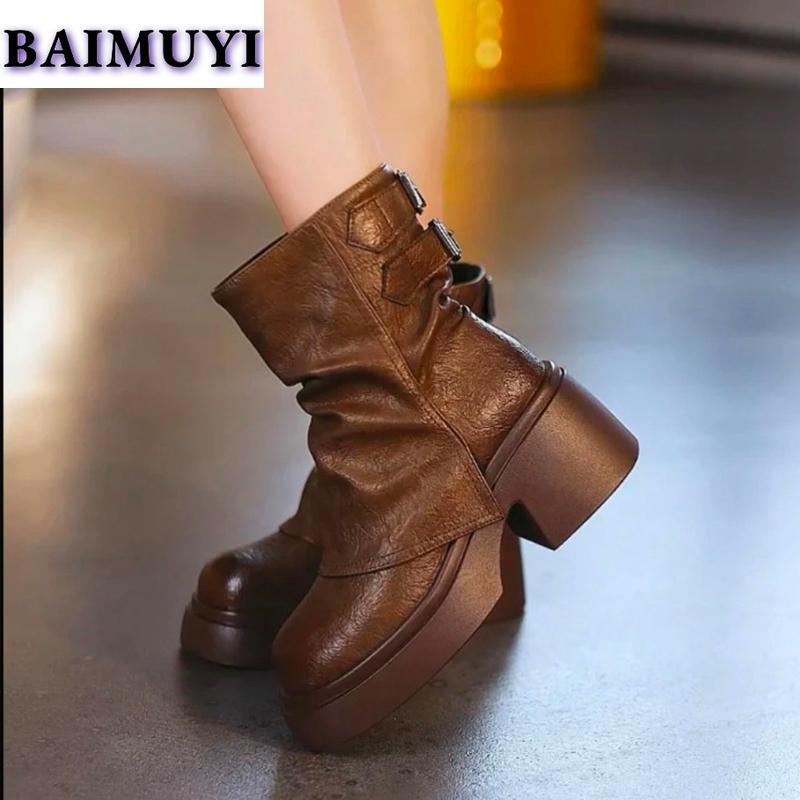 Platform High Heels Women Ankle Boots Fashion Shoes 2025 Trend Winter New Goth Chunky Chelsea Boots Leisure Pumps Mujer Botas