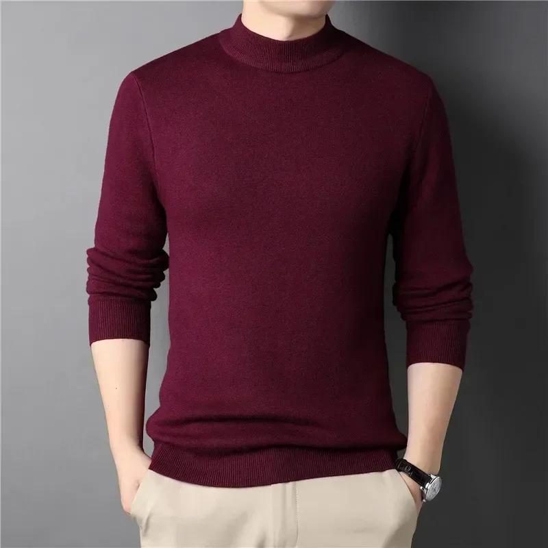 Brand Men's Cashmere Sweater Half Turtleneck Men Sweaters Knit Pullovers for Male Youth Slim Knitwear Man Sweater