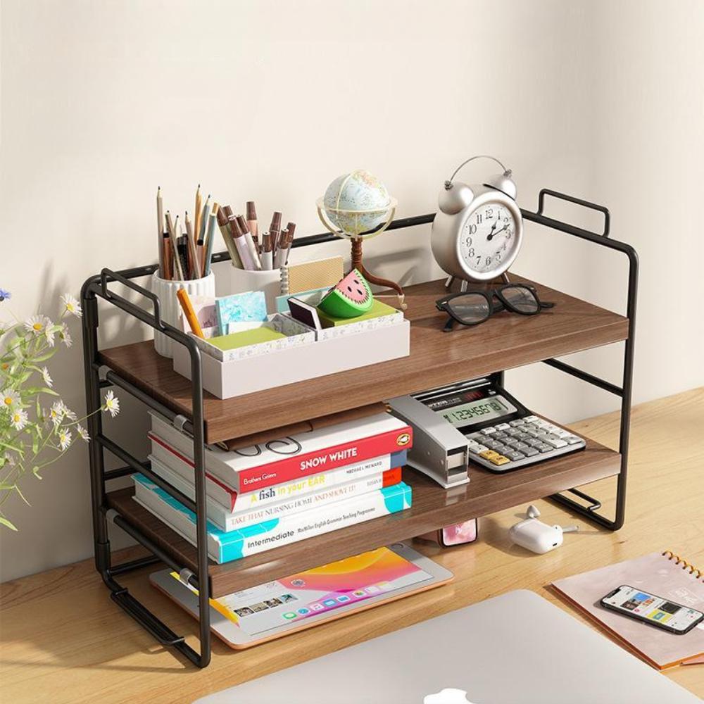 Desktop Bookshelf Organizer Multi-Layer Storage Rack Wooden Flower Shelf Kitchen Organizer Save Space Bedroom Makeup Stand Rack