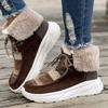 Autumn Border New Over Sized Outdoor Boots Women Plush Insulation Cotton Snow Boots Versatile Lace Up Platform Shoes for Women