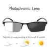 Trendy Business Photochromic Myopia Glasses for Male Men's Vintage Half Frame Anti-blue Eyewear Smart Color Changing Sunglasses