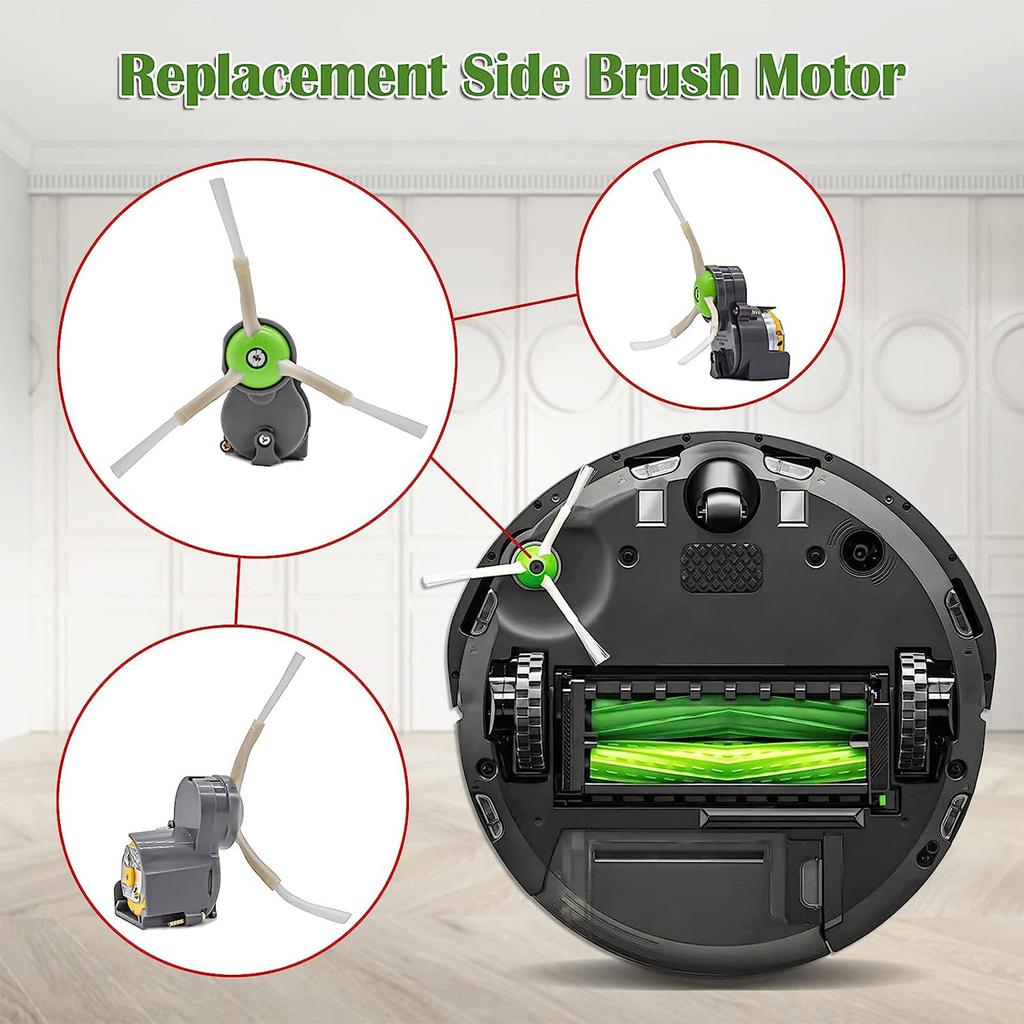 Side Brushes Motor Module & Vacuum Cleaner Side Brush Set Replacement Suitable for I7 i7+E5 E6 I3 Easy To Replace