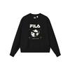 Fila Loose Fit Letter Logo Earth Print Crew Neck Casual Knit Pullover Sweatshirt Women Sweatshirt Black F11W239203F-BK