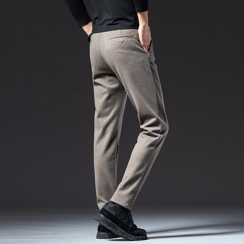 Men's Velvet Winter Pants: High-Grade Woolen, Elastic, Thick, Warm Casual Wear for Dad