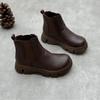 Thick Soled Genuine Leather Short Boots Round Toe Women's Platform Shoes