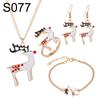 Christmas Tree Santa Elk Bell Earrings Bracelet Ring Necklace Women Jewelry Set