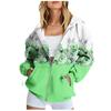 Women's Long Sleeve Printed Sweatshirt Long Sleeve Pocket Jacket Zipper Hoodie Coat  Autumn