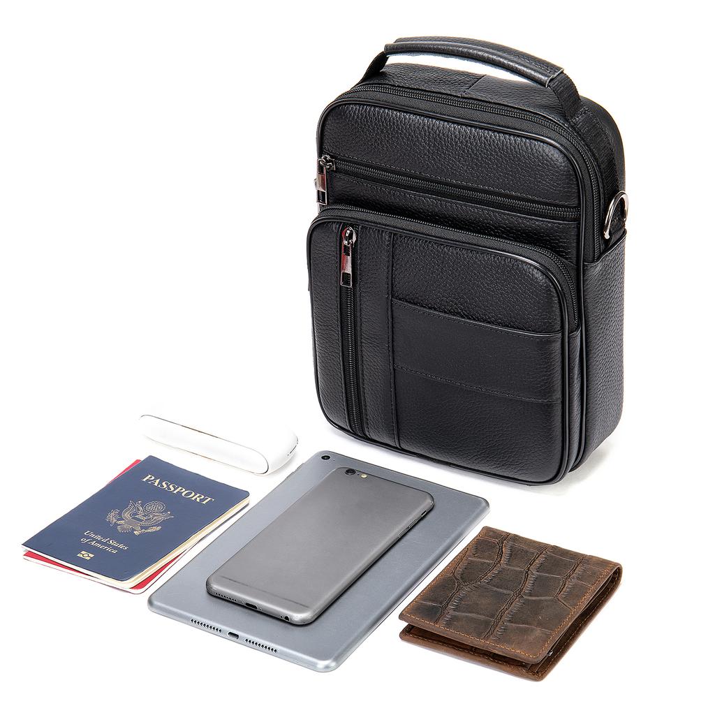 Classic Vintage Men Shoulder Bag Genuine Leather Business Men Crossbody Bag High Quality Designer Handle Handbag for Men Travel Bag KTY