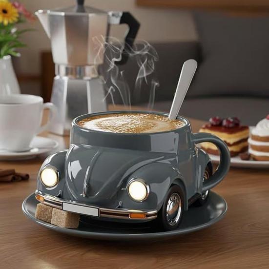 Beetle Shaped Coffee Mug Handmade Resin Beetle Tea Cup Home Office Decor Coffee Mug Gift for Car Fans Beetle Lovers