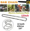 5-1pc 12 Inch Metal Replacement Chainsaw Saw Chain 22 Teeth 45 Drive Links Electric Chainsaw Chain for Wood Branch Cutting Blade