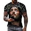 3D Printing of Character Portraits, Summer Casual Short Sleeved Cool T-shirt, Men's Harajuku Streetwear T-shirt