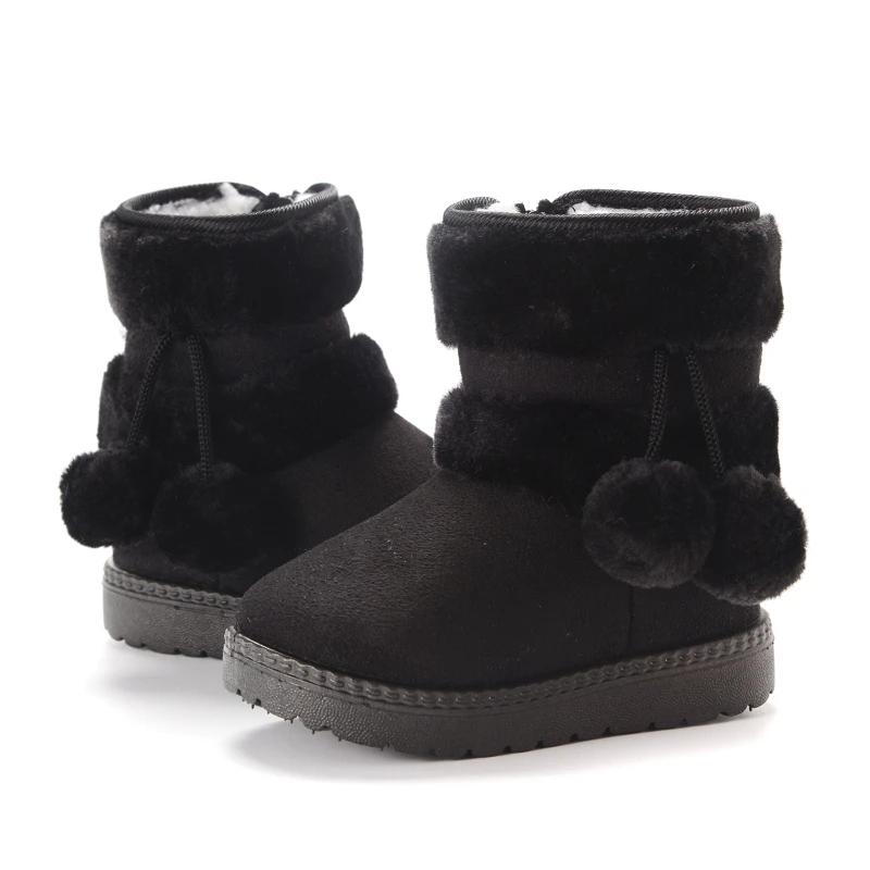 Child Shoes New Trendy Winter Boots for Children Thick Soled Wool Ball Snow Boots Winter Cotton Inserts Girl Sneakers Botas Niña