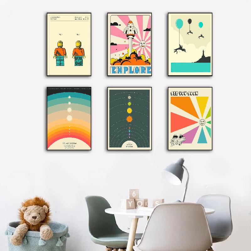 Nordic Solar System Space Shuttle Astronaut Toy Wall Art Canvas Painting Posters And Prints Wall Pictures For Living Room Decor