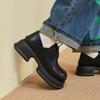 Leather Loafers Women's Platform 2025 New Round Head Lace-up Black Jk College British Style Small Leather Shoes Women's Single Shoes