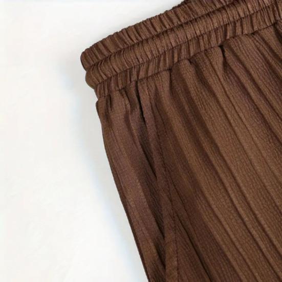 2 шт./комплект мужской повседневный наряд однобортная рубашка с лацканами короткий рукав эластичный пояс длинные брюки комплект однотонный наряд