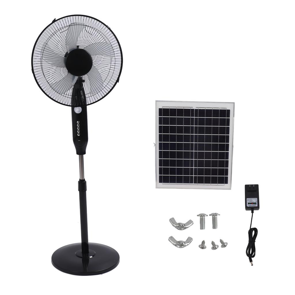Solar Stand Fan 16in 2 Use Rechargeable Electric Oscillating Fan for Household Outdoor