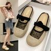Lace Fisherman Shoes Women's 2025 New Summer Bag Head Half Slippers Wearing Fashion Bow Woven Cool Slippers Women