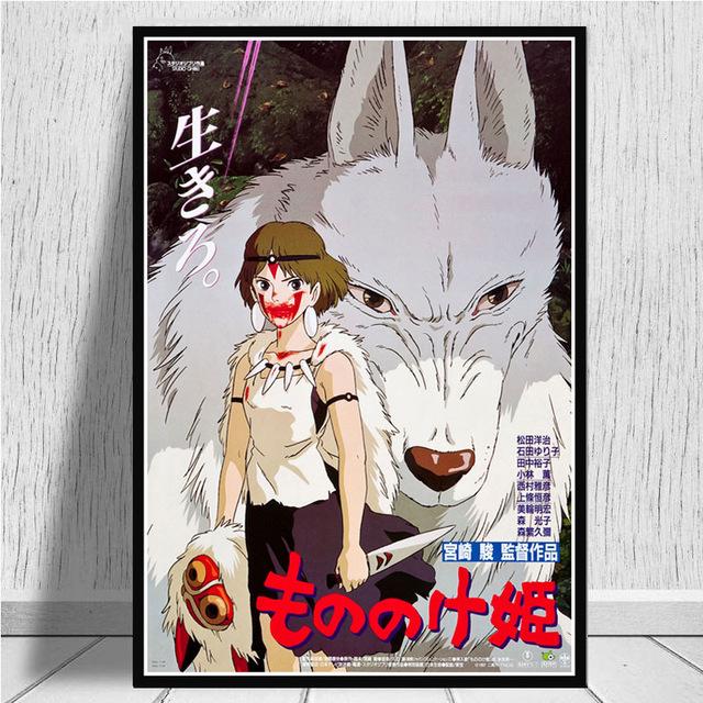 Japan Anime Princess Mononoke Canvas Painting Posters and Prints Wall Art Pictures for Living Room Cuadros Home Decoration No Frame