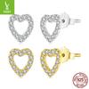 Hollow Heart-Shaped Threaded Ball Stud Earrings For Women, Simple And Versatile Mini S925 Sterling Silver Love Stud Earrings.
