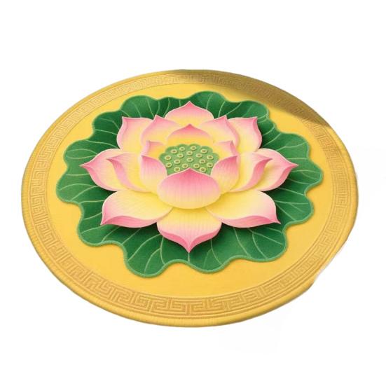 Yousheng Lotus Flower Floor Mat Round Living Room Rug Lotus Pattern Carpet with Non-Slip Backing for Home Office Bedroom Kitchen
