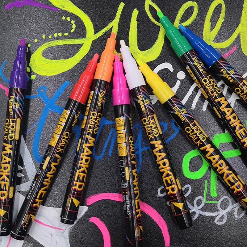 8 Pcs Liquid Chalk Markers-Washable & Wet Erase Chalk Maker Pens For Blackboard Whiteboard Light Bulb Glass Window Graffiti Art