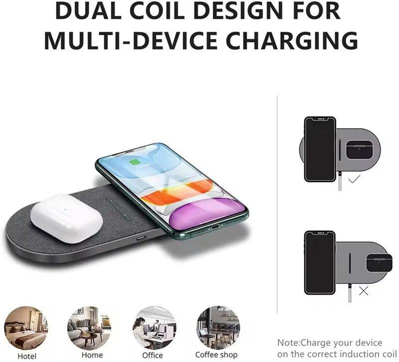 2 In 1 Dual Wireless Charger 40W For iPhone 16 15 14 13 12 11 XS XR X 8 Airpods 3 Pro Samsung S23 S22 S21 Double Fast Charging Pad