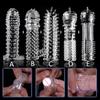 Penis Extender Reusable Condoms Lasting Penis Sleeve G Spot Condom Delay Ejaculation G Spot Spiral Sex Toys for Adults 18+
