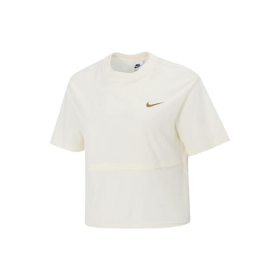 Nike Casual Sport Training Straight-Cut Short Sleeve T-Shirt Women Tops White FQ7009-110