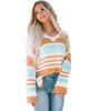 Colorblock Stripe Long Sleeve Split Sweater